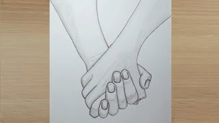 How To Draw Holding Hands Easy  Pencil Sketch [upl. by Sigvard]