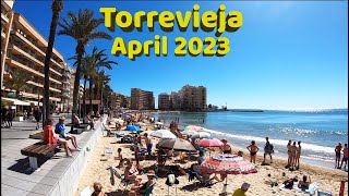 Torrevieja Costa Blanca Spain Palm Sunday Midday Promenade and Beach Walking Tour 🇪🇸 [upl. by Appilihp]