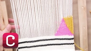 Weaving for Beginners Part 4 Add Stripes and Geometric Shapes with Annabel Wrigley  Creativebug [upl. by Estell]