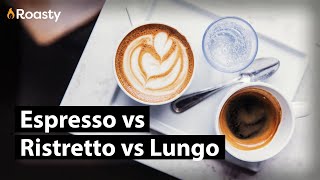 Espresso vs Ristretto vs Lungo Caffeine Levels And Ratio Pours [upl. by Isnyl190]