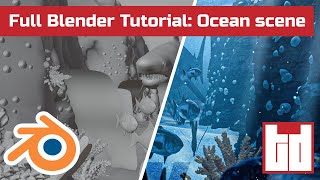 Full Blender Tutorial Create an underwater ocean scene [upl. by Willard822]