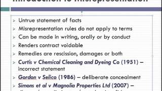 Misrepresentation Lecture 1 of 4 [upl. by Tabbi]