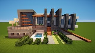 GROßES MODERNES MINECRAFT HAUS mit POOL bauen TUTORIAL HAUS 85 [upl. by Enaed]