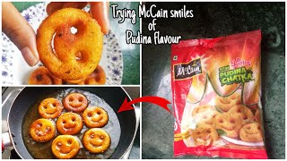 Trying McCain smiles pudina chatka l McCain smiles l ready to make snacks l Instant snacks [upl. by Julee]