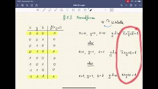 Grundlagen Mathematik  0114 Konjunktive und disjunktive Normalform aus einer Wahrheitstabelle [upl. by Akcebar]