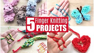 5 Finger Knitting Projects  Learn how to finger knit and 5 DIY Finger Knitting Ideas [upl. by Geralda730]