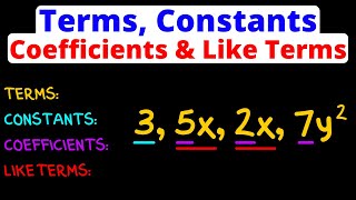 Identifying Terms Constants Coefficients amp Like Terms  Intro  Eat Pi [upl. by Neile]